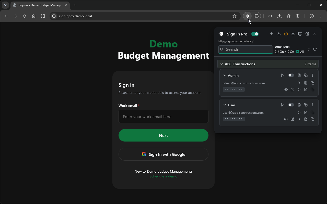 Sign In Pro Widget