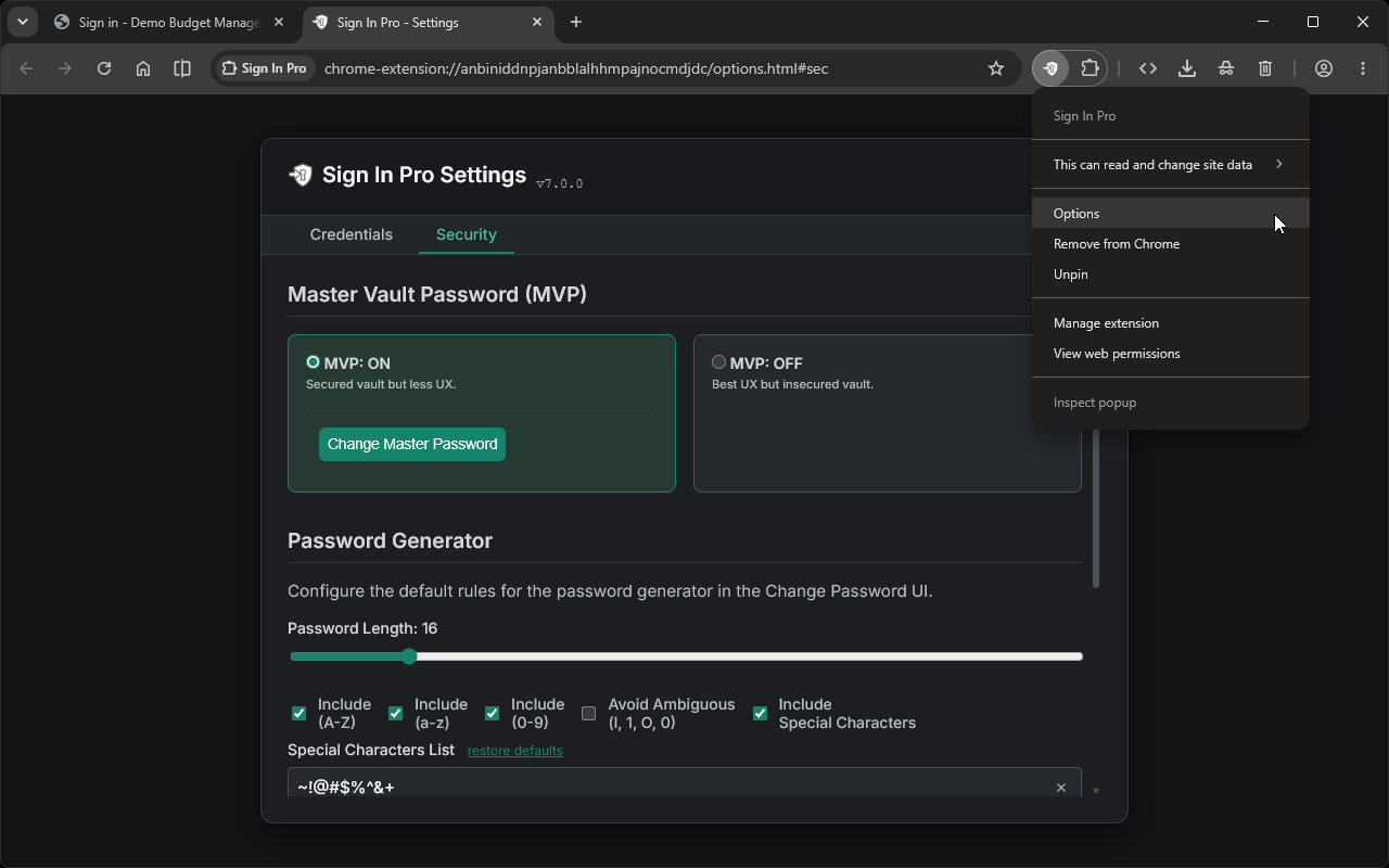 Security Options